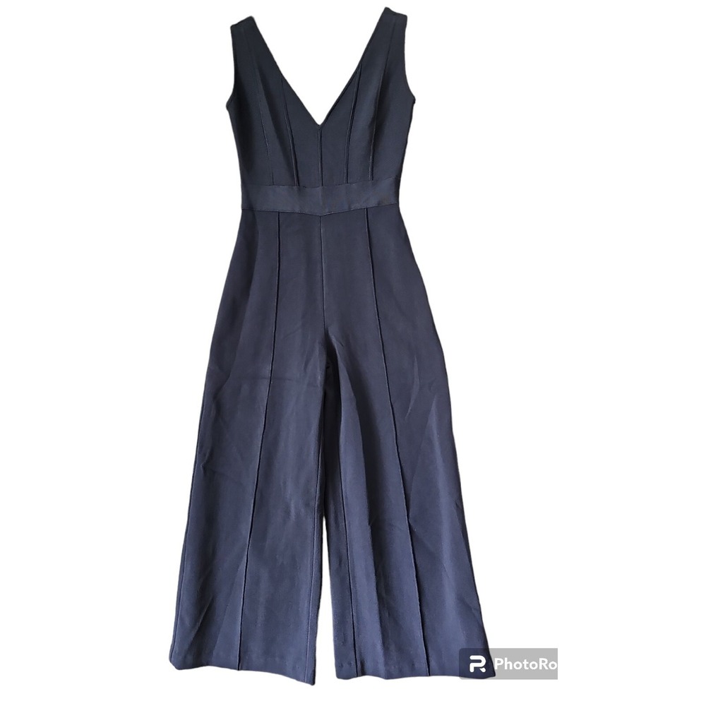 HERVE LEGER Blue Sleeveless V Neck Bodycon Bandage Wide Leg Jumpsuit M JT01